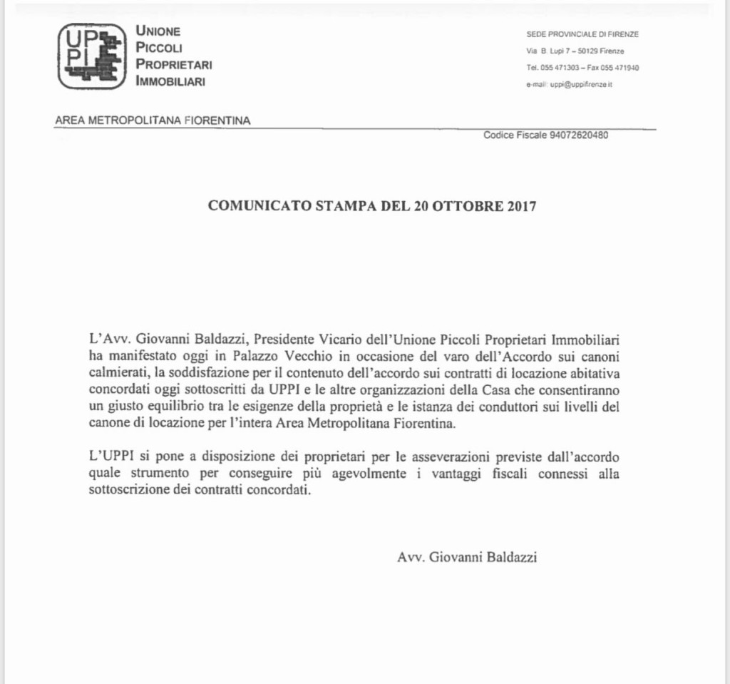 Comunicato stampa del 20 ottobre 2017